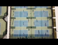 Top view of court pickleball players shadows