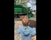 Compilation little boy greets garbage truck workers 