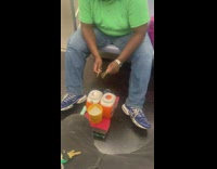 Man uses tide pod containers as drums