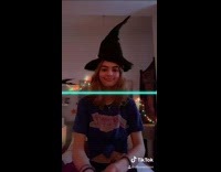 Collab BitchMP - Girl blue shirt tiktok scan challenge black witch hat
