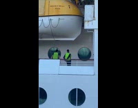 Two cruise workers tiktok dance ship balcony