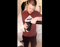 Collab Kale Salad IG - Guy pours beer into mug bong fail