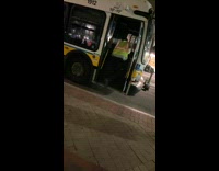 Bus driver exercises on bus 