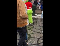 Person wearing the grinch costume with big butt 