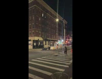 Naked guys streaking and running through street at night