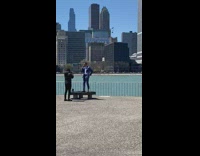 Man blue suit on phone call bay