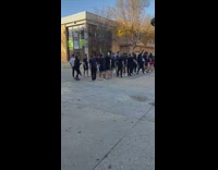 Group of men tiktok video with choreography at the campus