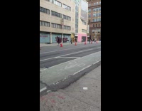 Man riding giraffe unicycle 