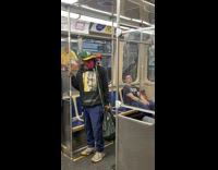 Collab Subway Creatures - Man ride on the train with cat on his hat