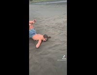 Collab Scorpionmasters - Lady on Sled Crashes Face on Sand