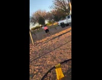 Guy catches football runs into pole