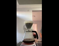 Coffee pot slides off falls