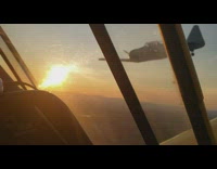 Airplane flight training formation in the sky