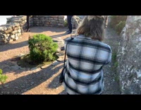 Collab IITW - Woman balance stick yoga pose sky background