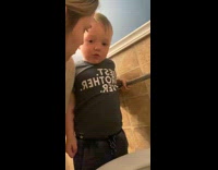 Toddler checks sister throwing up on toilet