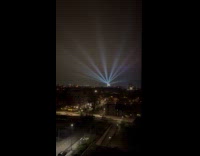 Lights from the building to the sky