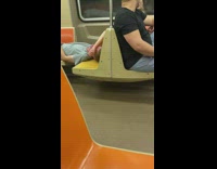 Two men sleep on seats subway train