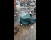 Smoke come out person covered with blanket