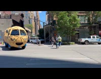 Planters peanut mobile drive on the street