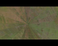 Drone flies over spider web rice fields 