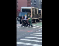 Collab WINY - People wear cosplay costume cross the street