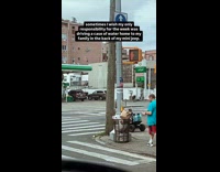 Collab WINY - Kid drives toy car after shopping for water bottles