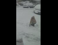 Woman jacket throw snow in air street