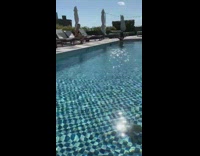 Woman black bikini photo shoot poolside Part 2