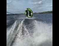 Person on the inflatable floater flips and falls on the water