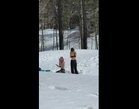 Two girls sports bras fresh snow tiktok
