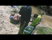 Black dog jump land on kid face