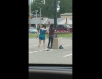 Two girls tiktok dance blue romper pole 