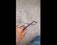 Woman broken glasses tilted 