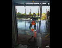 Video edited robot dances outside subway door 