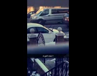 Guy uses golf club to shovel snow 