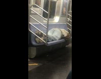 Guy masturbates and humps seat on subway train