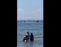 Jet ski pull Bushs Baked Beans inflatable