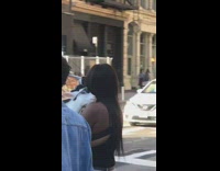 White Goat Crosses Street in New York 