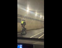 Collab WINY - Man rides scooter carries kid on back