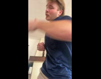 Man annoying girlfriend with air punches 