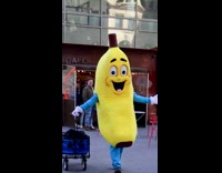 Collab winy - Banana mascot pull cart walk on street