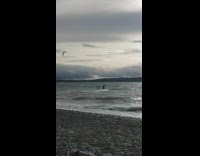 Wind lifts guy on kiteboard beach fail 