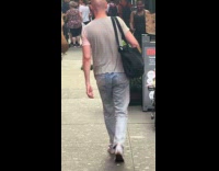 Collab WINY - Man disguised as plant scare woman street