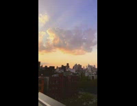 View of New York City sunset 