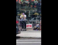 Dj play music outside vape store street