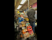 Collab Subway Creatures - Man sell snacks push cart subway train