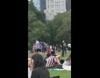Group of friends hold hands and run in a circle together 