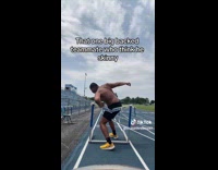 Man jumps over hurdle breaks in half