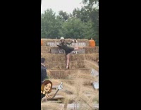 Woman black dress haystack pumpkin farm pictorial Part 1