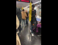 Couple argue in subway train man shouts